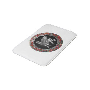 [610] Assyrian Winged Bull - Silver Lamassu Bath Mat