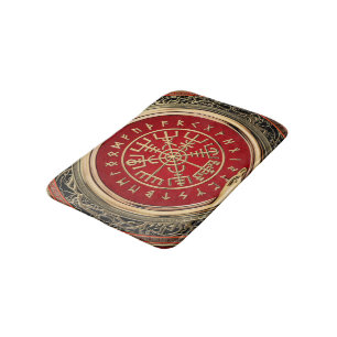[610] Vegvisir - Viking Gold Magic Runic Compass Bath Mat