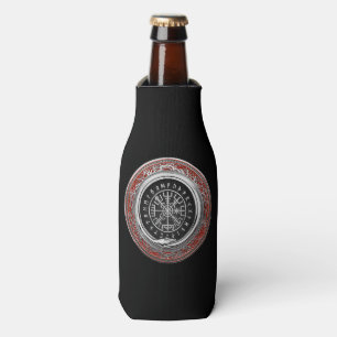 [610] Vegvisir - Viking Silver Magic Runic Compass Bottle Cooler