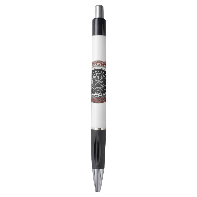 [610] Vegvisir - Viking Silver Magic Runic Compass Pen (Front Vertical)