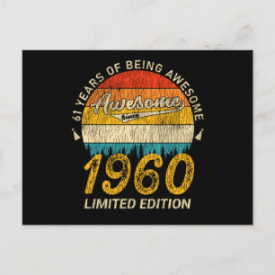 61 Year Old Bday 1960 Awesome Since 61st Birthday Postcard