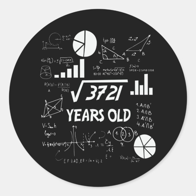 61 Year Old Bday Math Teacher 61st Birthday Gift Classic Round Sticker (Front)
