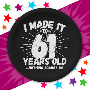 61 Year Old Sarcastic Meme Funny 61st Birthday Paper Plate
