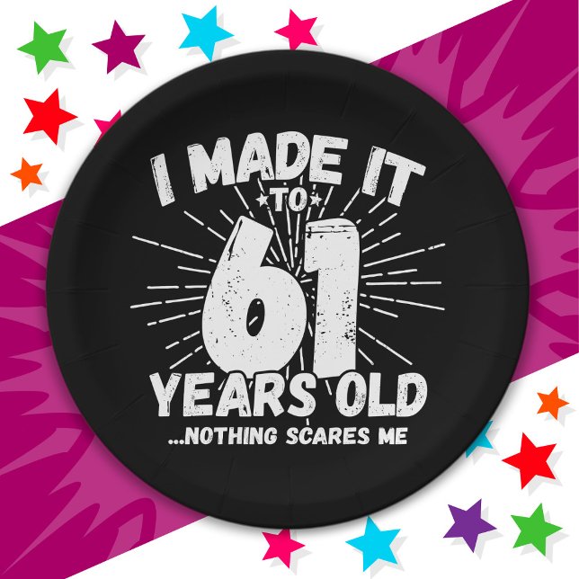 61 Year Old Sarcastic Meme Funny 61st Birthday Paper Plate (Creator Uploaded)