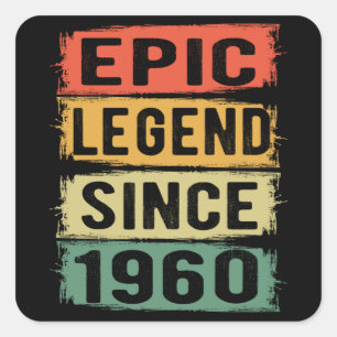 61 Years Old Bday 1960 Epic Legend 62nd Birthday Square Sticker