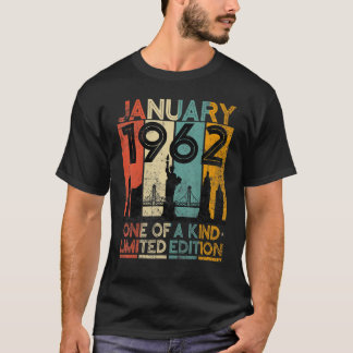 61 Years Old Vintage January 1962 Birthday Men Wom T-Shirt