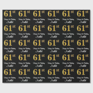 61st Birthday: Elegant Luxurious Faux Gold Look # Wrapping Paper