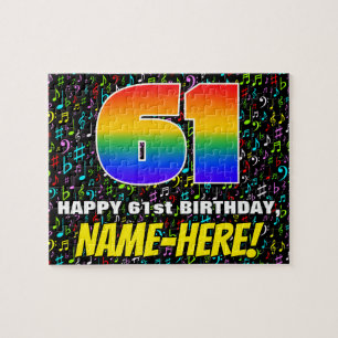 61st Birthday — Fun, Colourful Music Symbols & “61 Jigsaw Puzzle