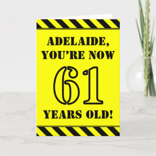 61st Birthday: Fun Stencil Style Text, Custom Name Card