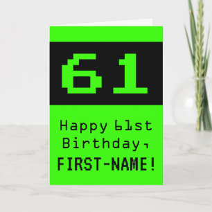 61st Birthday: Nerdy / Geeky Style "61" and Name Card