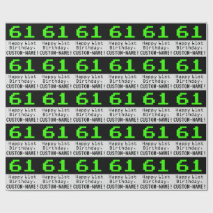 61st Birthday - Nerdy / Geeky Style "61" and Name Wrapping Paper