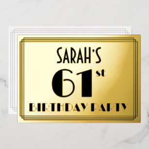 61st Birthday Party — Art Deco Look “61” + Name