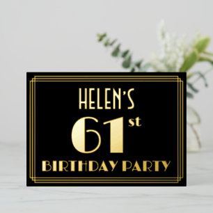 61st Birthday Party: Art Deco Look “61”, w/ Name