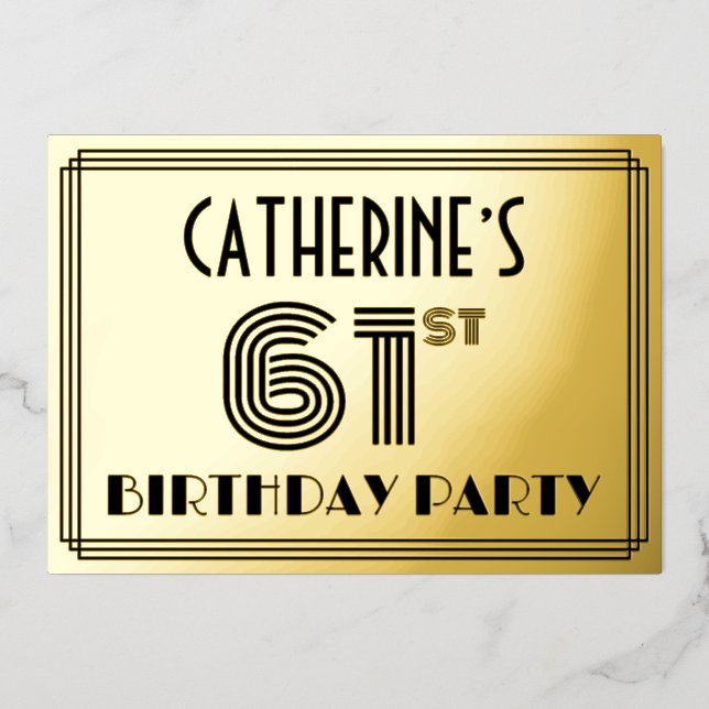 61st Birthday Party — Art Deco Style “61” & Name (Front)