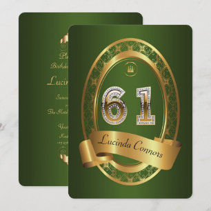 61st,birthday party woman man,elegant colour invitation