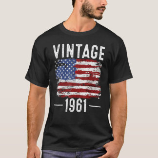 61st Birthday Usa Flag Vintage American Flag 1961 T-Shirt
