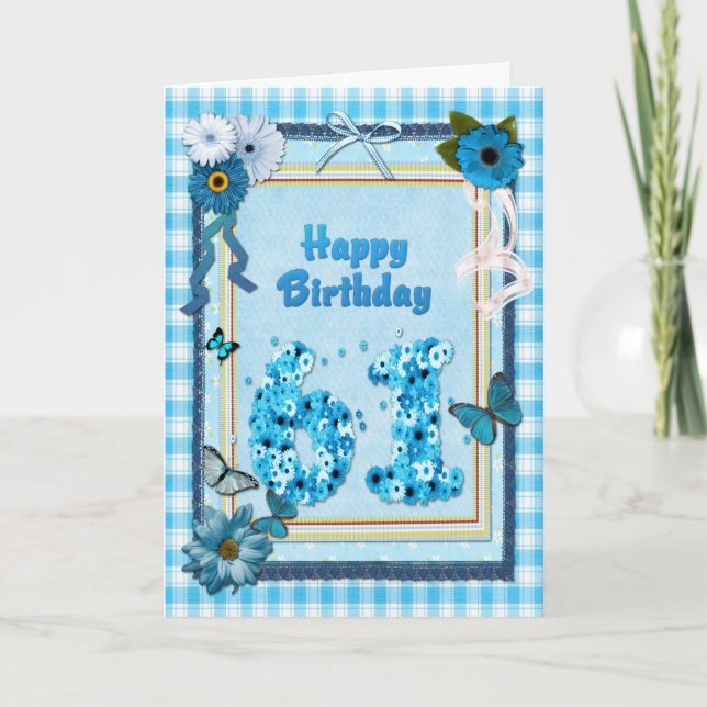 61st Birthday with a scrapbook effect Card (Front)
