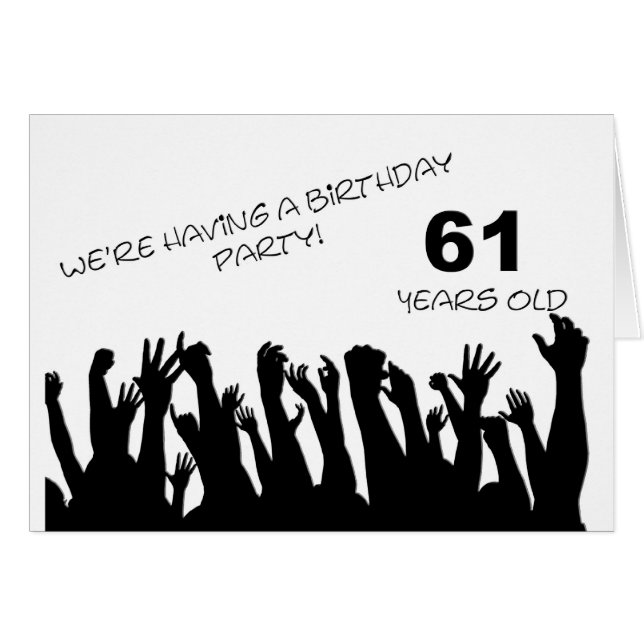 61st party invitation with a cheering crowd (Front Horizontal)