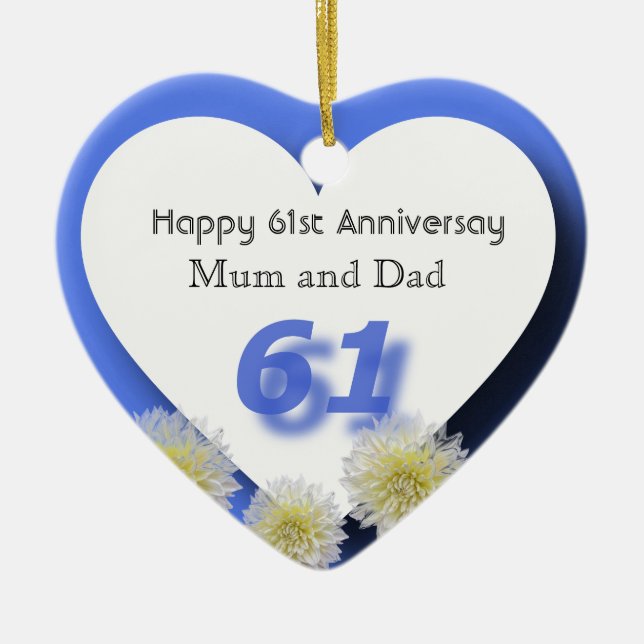 61st Wedding Anniversary   Ceramic Ornament (Front)