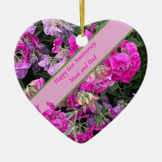 61st Wedding Anniversary  Ceramic Ornament (Front)