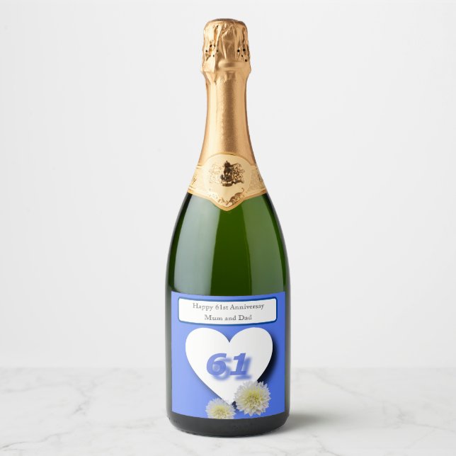 61st Wedding Anniversary  Sparkling Wine Label (Front)
