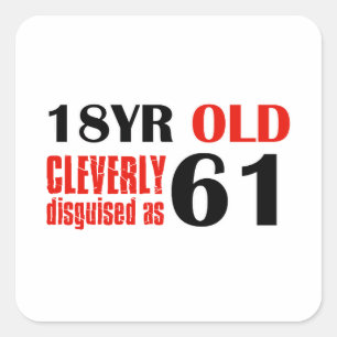 61ST year old designs Square Sticker