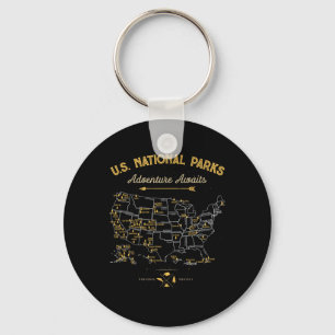 62 National Parks Map Gifts Us Park Vintage Campin Keychain