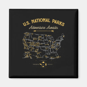62 National Parks Map Gifts Us Park Vintage Campin Magnet