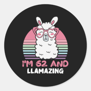 62 Year Old Bday Llamazing 62nd Birthday Llama Classic Round Sticker