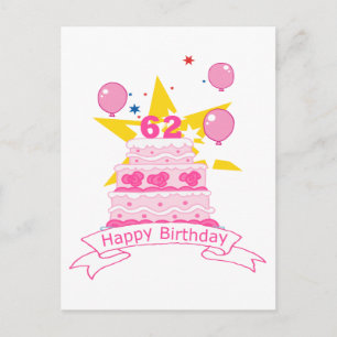 62 Year Old Birthday Cake Postcard