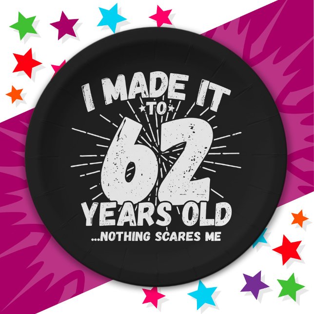 62 Year Old Sarcastic Meme Funny 62nd Birthday Paper Plate (Creator Uploaded)