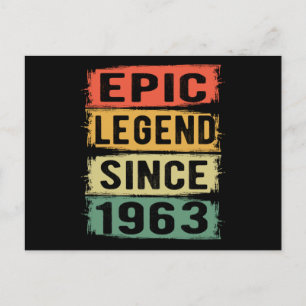 62 Years Old Bday 1963 Epic Legend 62nd Birthday Postcard
