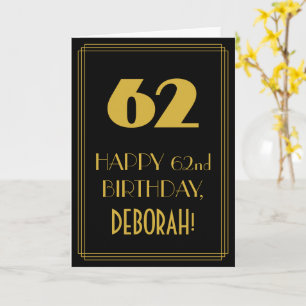 62nd Birthday – Art Deco Inspired Look "62" & Name Card