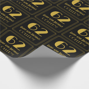 62nd Birthday ~ Art Deco Inspired Look "62", Name Wrapping Paper