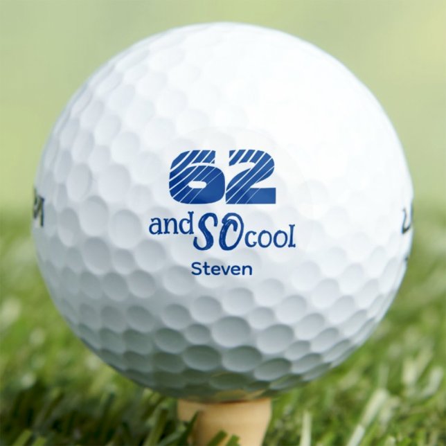 62nd Birthday Gift for Him Cool 62 Fun Blue Custom Golf Balls (Creator Uploaded)