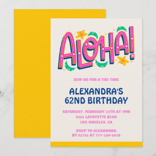 62nd birthday invitations Tropical Aloha Hawaii