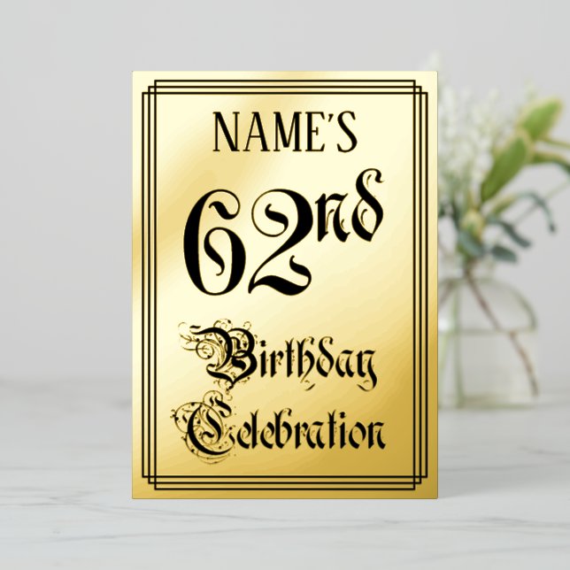 62nd Birthday Party — Elegant Script + Custom Name (Standing Front)
