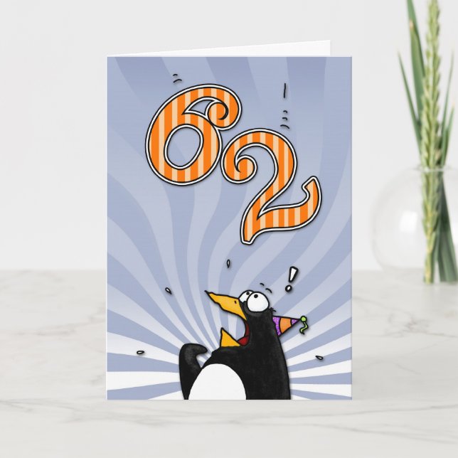 62nd Birthday - Penguin Surprise Card (Front)