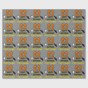 62nd Birthday: Spooky Halloween Theme, Custom Name Wrapping Paper