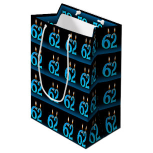 62nd birthday with eyeball candles medium gift bag