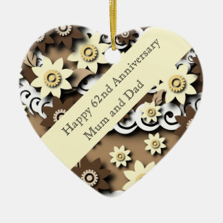 62nd Wedding Anniversary Ceramic Ornament