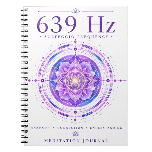 639 Hz Solfeggio Frequency Notebook – Harmony & Co (Front)