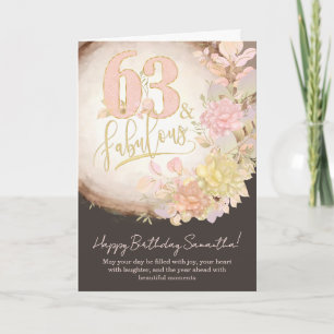 63 & Fabulous Floral Photo Personalized Birthday Card