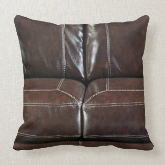 63, Faux Leather, Chestnut Brown Throw Pillow