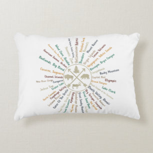 63 National Parks Map Gifts US Park Vintage Campin Accent Pillow