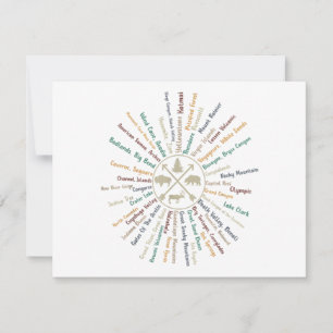 63 National Parks Map Gifts US Park Vintage Campin Holiday Card