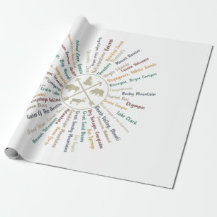 63 National Parks Map Gifts US Park Vintage Campin Wrapping Paper