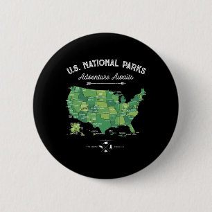 63 National Parks Map Us Park Retro Vintage Campin 2 Inch Round Button