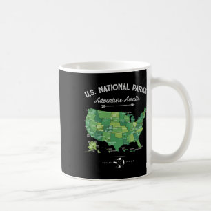 63 National Parks Map Us Park Retro Vintage Campin Coffee Mug