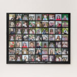 63 Square Photo Collage Grid with Text - black Jigsaw Puzzle<br><div class="desc">Use 63 SQUARE photos to create a personal photo collage. This modern, clean layout includes a text block in a san serif font to add a family name or a name. The background colour can be changed in the customize area. ***For best results for this multi photo layout - crop...</div>